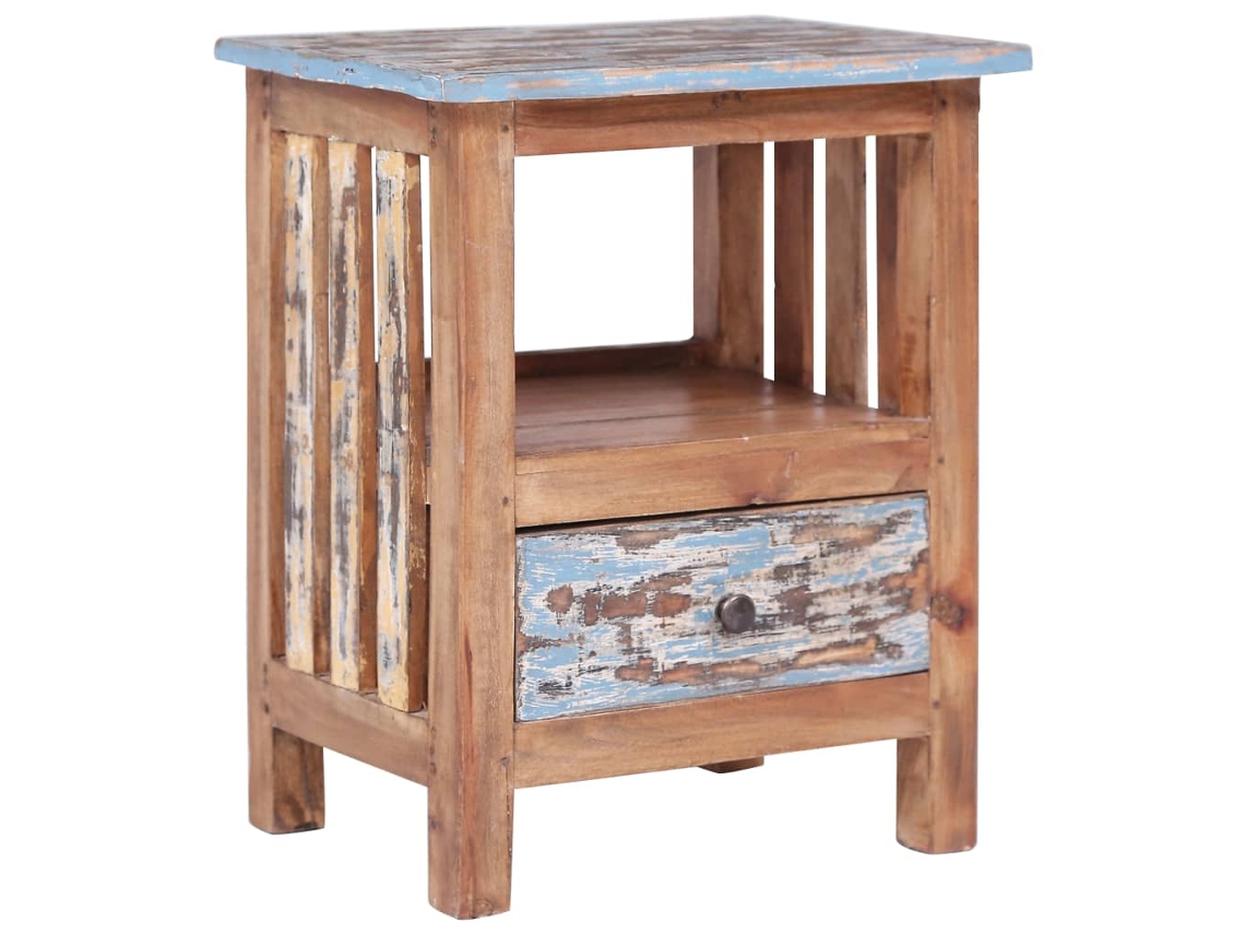 Mesita de Noche 41X30X50 Cm Madera Recuperada Maciza