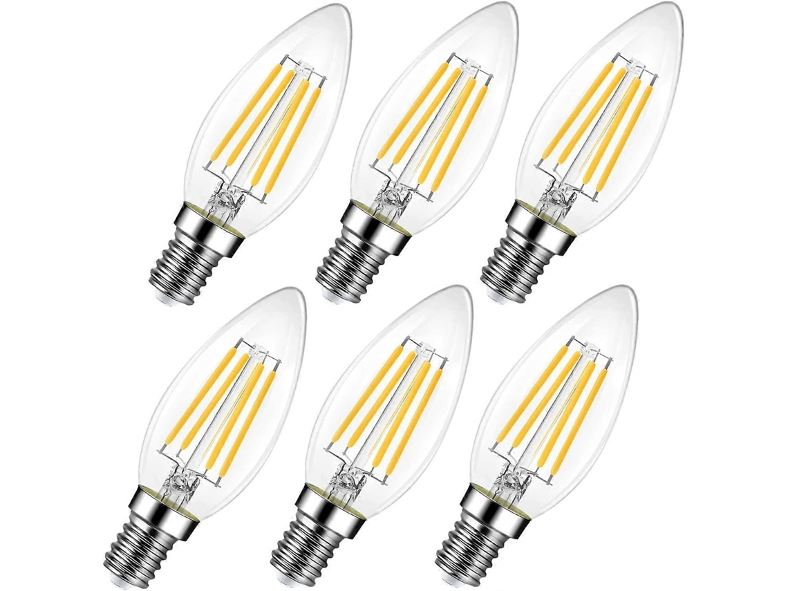 Rebe-6pack Bombillas Led E14 Regulables Luz Blanca Cálida 600lm 6w Reemplazo 60w 2700k Ahorro Energético