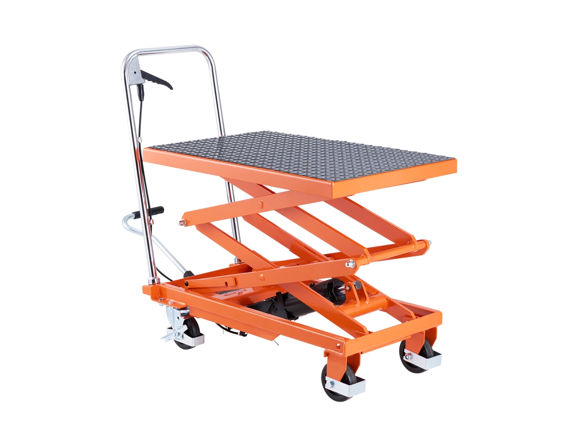 Mesa elevadora hidráulica Succebuy de 47,2 pulgadas, capacidad de 500 lb, carrito elevador manual de doble tijera, almohadilla antideslizante