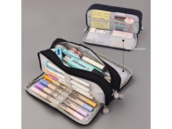(negro) Lindo Estuche De Tela De Gran Capacidad Para Estudiantes, Adecuado Para Material Escolar.
