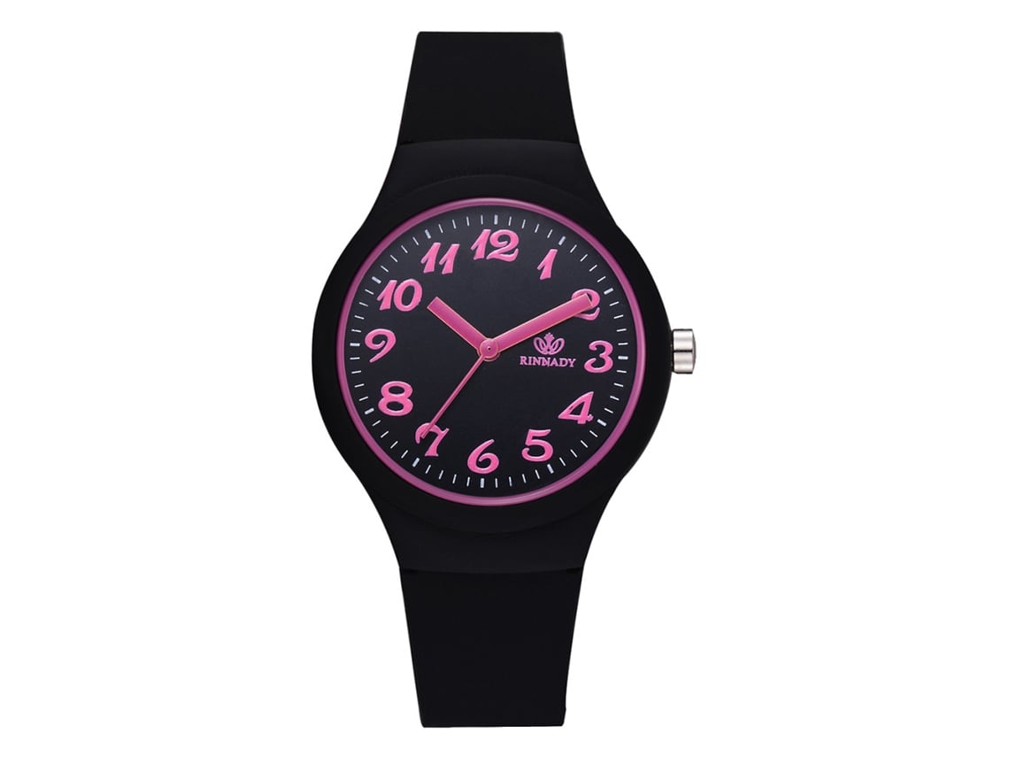 Reloj De Pulsera Clásico De Cuarzo Para Estudiantes Con Correa De Silicona Negro