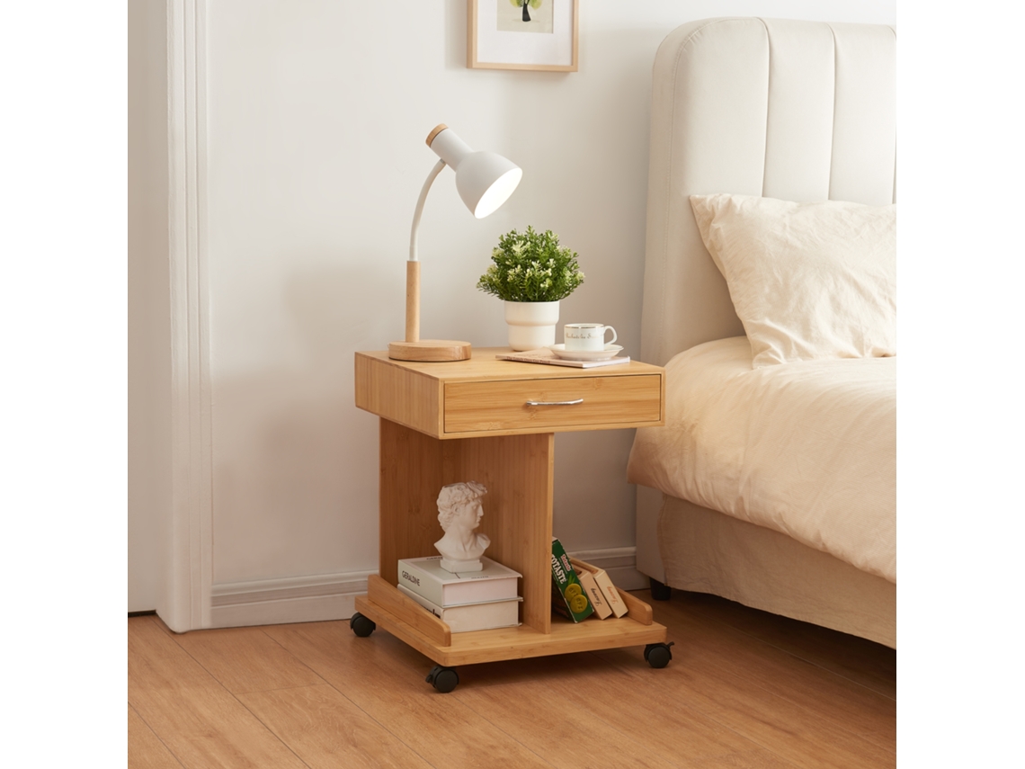 Mesa auxiliar Jokkmokk con ruedas bambú 57x43x43cm - Natural [EN.CASA]