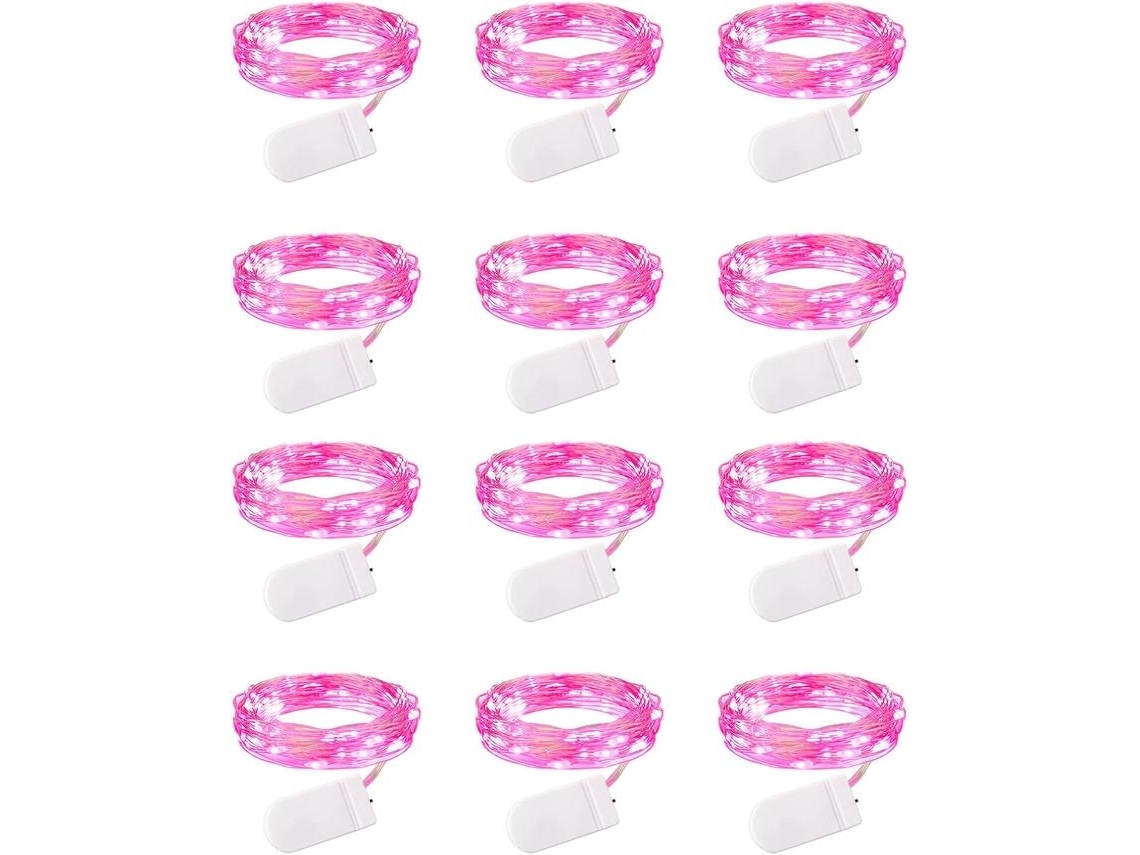 Paquete Con 12 Luces De Hada Led Por Batería 6 5 Pies 20led Hilo Plateado Impermeable Para Manualidades Hazlo Tú Fiesta De Navidad Gusshious Rosa