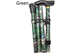 Bastón de aluminio plegable y ajustable para senderismo y acampada, bastón de movilidad floral duradero.