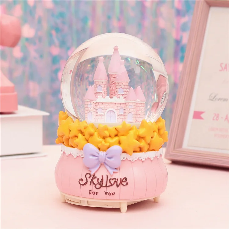 (estilo 11) Bola De Cristal Con Forma De Castillo, Copo De Nieve, Luz Flotante, Altavoz, Decoración Para Habitación De Niña