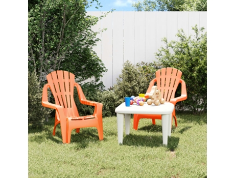 MAISON EXCLUSIVE Sillas jardín niños 2 uds aspecto madera PP naranja 37x34x44 cm