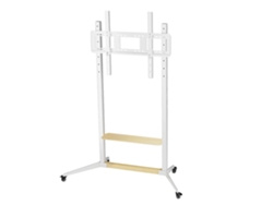 Soporte para TV, altura regulable, móvil con ruedas giratorias, blanco.