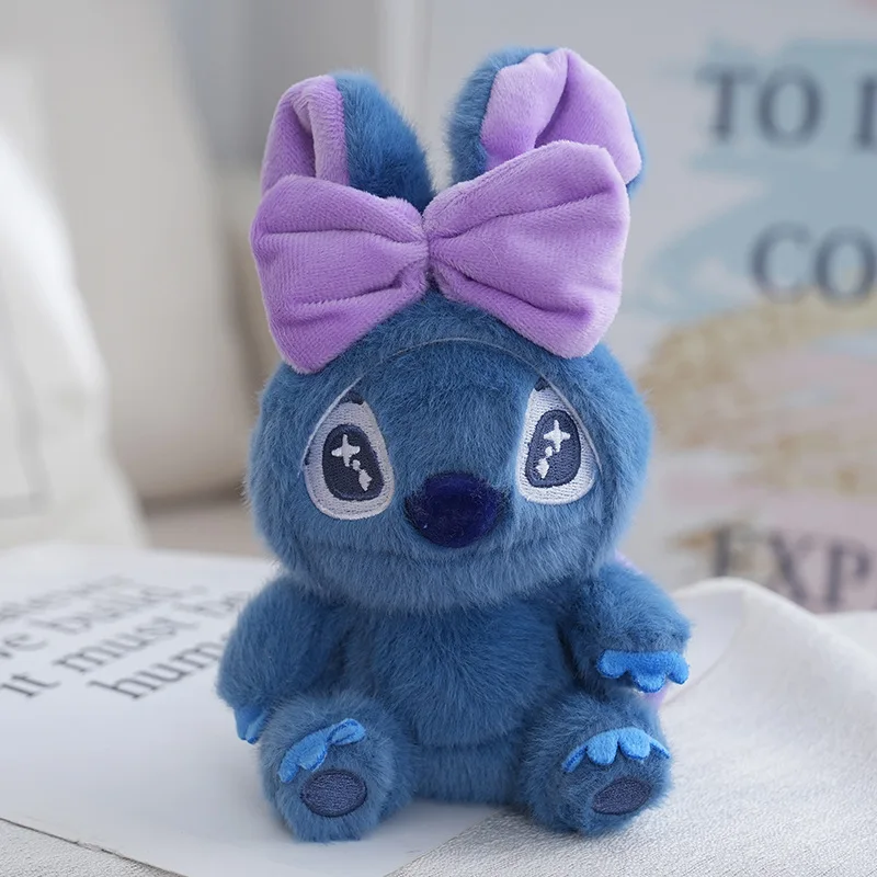 Llavero De Peluche De Stitch (azul) Con Lazo Para Bolso