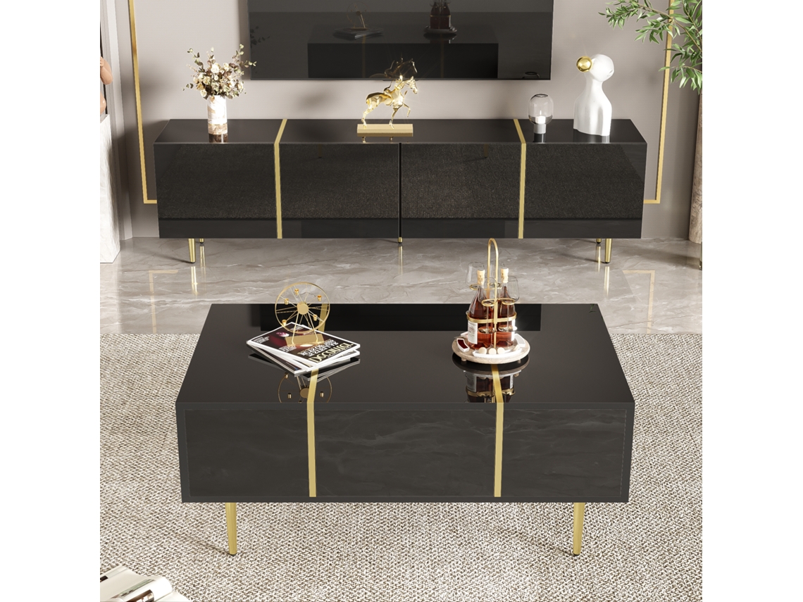 Mueble de TV Mobrio de 170 cm con 4 puertas de MDF negro