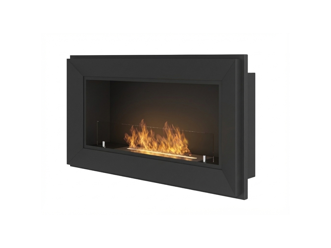 Chimenea de bioetanol Simplefire 900 con marco de vidrio integrado - Negro mate