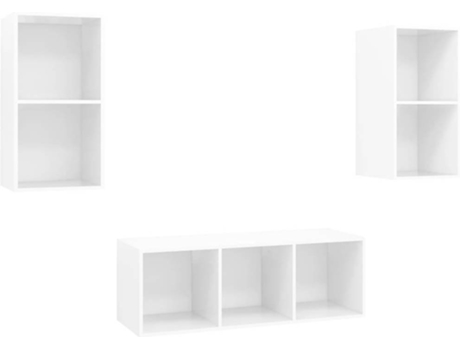 Conjunto 3 de muebles de salón VIDAXL madera ingeniería blanco brillo