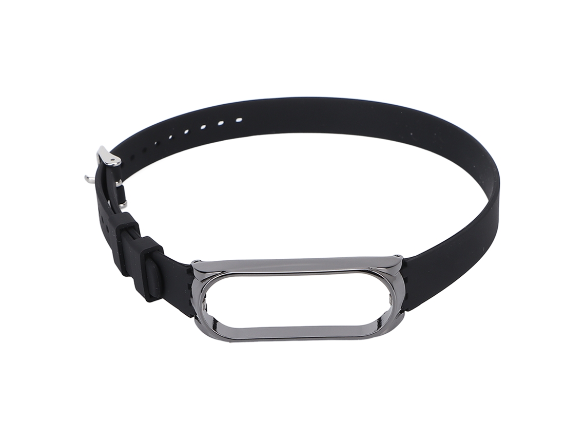 Cinturão De Silicone Macio Com Fivela De Metal Para Xiaomi Mi Band 6/5 Nfc Pulseira Inteligente Preto