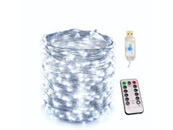 Guirnalda de luces LED USB con control remoto y 8 modos de iluminación. MDUG (2,20 m con LED blancos)
