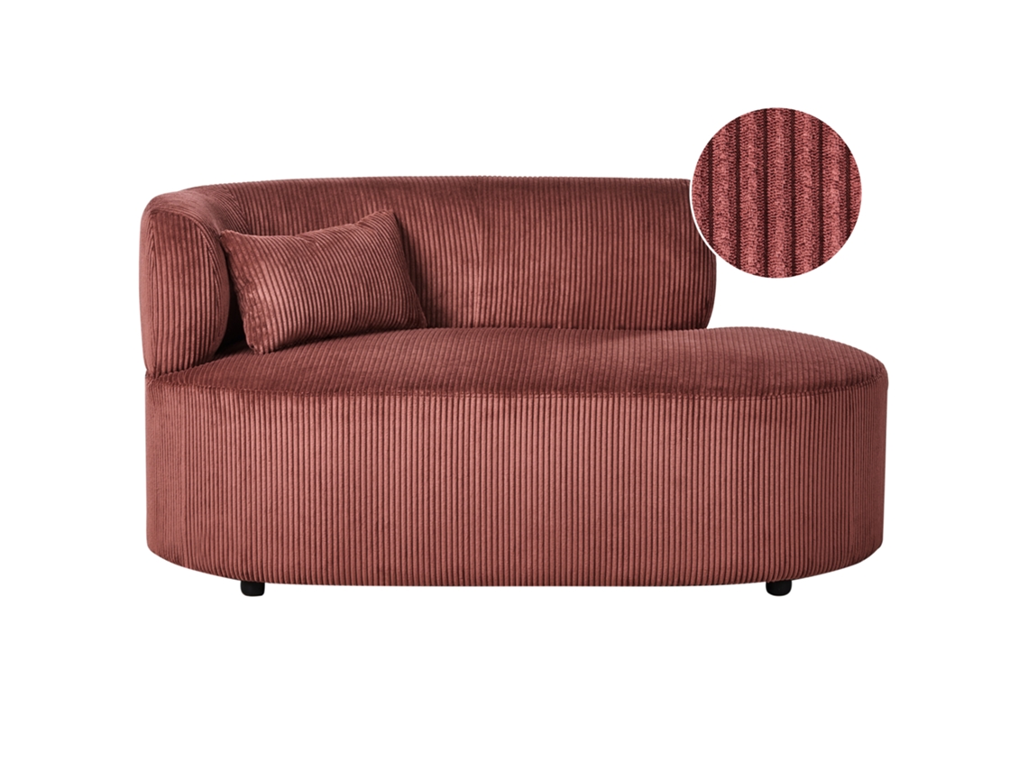 Chaise longue izquierda Beliani Vanvey en pana roja 147x78x73