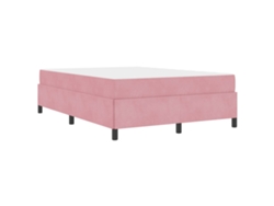 Maison Exclusive - Estructura De Cama Con Colchón Rosa 160 X 200 Cm Tela