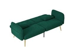 Sofá Conversível De 2 Lugares, Sofá Cama, Sofá Click-clack Em Tecido De Veludo Com Encosto Regulável, Fonce Verde