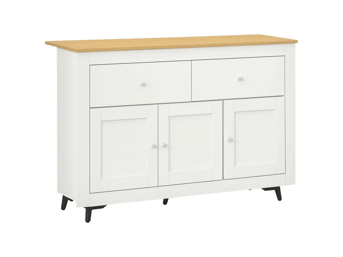 Aparador de madera ZENCORE SERVICES con 2 cajones, 2 armarios, 117x35x80cm, blanco y madera.