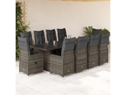 Conjunto de bistró de jardín de 11 piezas con cojines, mimbre gris, DKD Home Decor