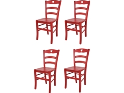 Conjunto de 4 Cadeiras T M C S Cuore (Vermelho - 88x43x46 cm - Madeira)