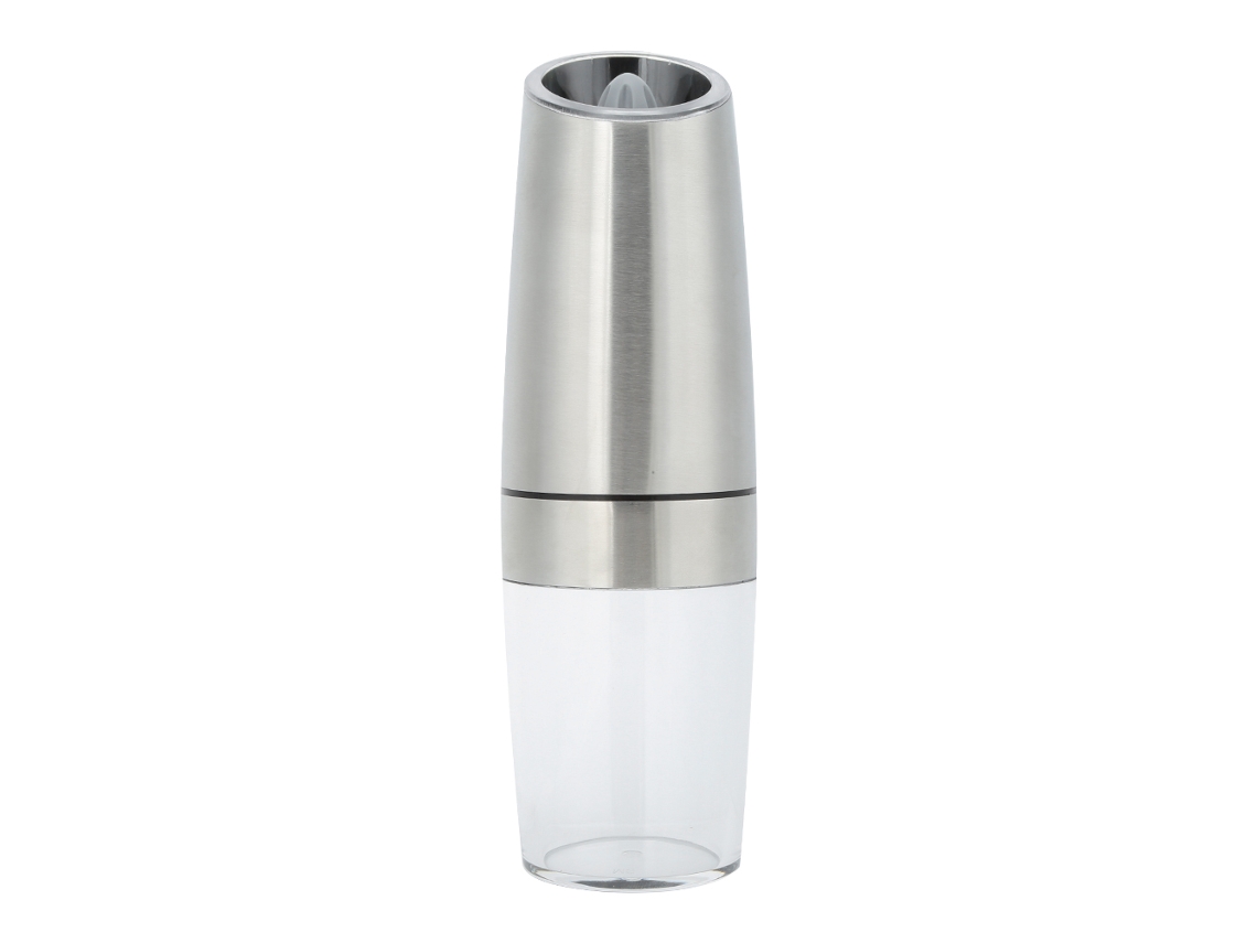 Molinillo De Pimienta Eléctrico Multifuncional Con Alimentación Por Gravedad, Acero Inoxidable, Color Plata.
