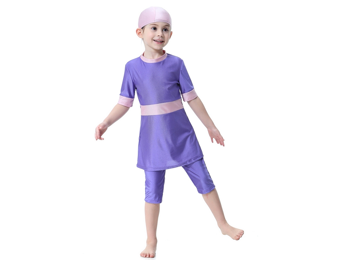 Traje De Baño Infantil Muslim Hui Purple 90 Para Niñas