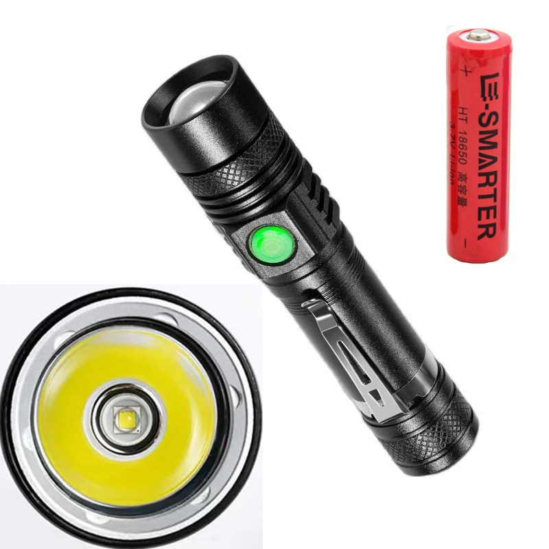 Linterna Recargable: Una Herramienta De Iluminación Nocturna Para Exteriores Equipada Con Una Batería De Litio 18650.