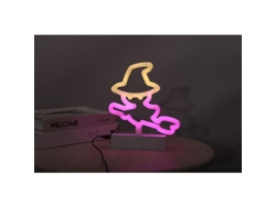 Letrero De Neón Led De Bruja 2025, Decoración De Halloween, Letrero De Neón Rosa Y Amarillo Con Batería Y Usb