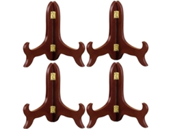 Estantes Expositores, 4 Unidades, Paneles De Madera Marrón Con Soportes Para Cuadros Y Objetos Planos.