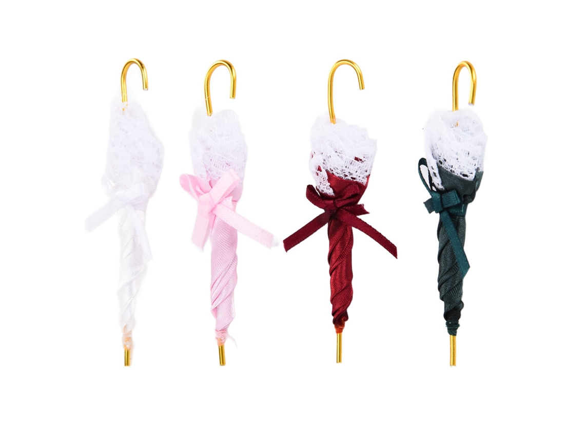 Paraguas Miniatura Para Casa De Muñecas, Accesorio Decorativo De Moda, Escala 1:12, Rosa, Blanco, Verde, Rojo, Marrón.
