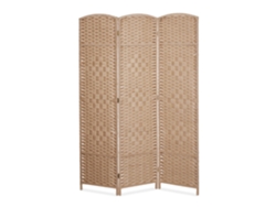 Relaxdays Biombo, 3 Paneles, Separador Ambientes Plegable, 170x120 Cm, Para Interior, Madera, Cuerda De Papel, Natural