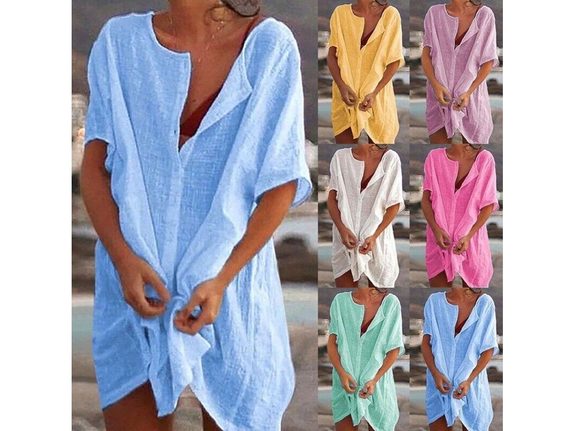 2026-16502-traje De Baño Para Mujer Verano Bikini Con Funda Camiseta Vestido Túnica De Playa Tallas S-8xl L Rosa