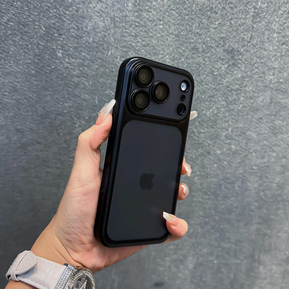 (iphone 14 Pro Negro) Lujosa Funda Translúcida A Prueba De Golpes Para Iphone, Con Proceso De Galvanoplastia.
