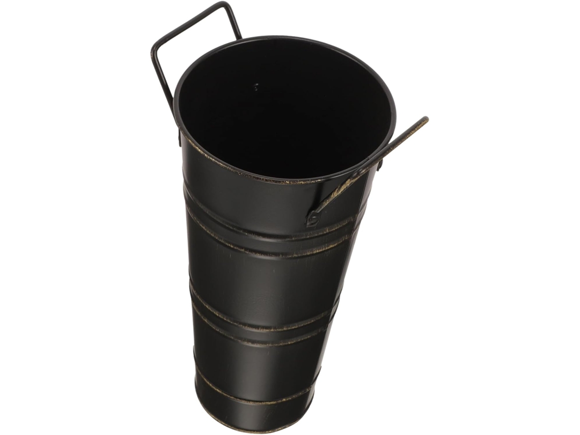 Vaso De Flores Retrô Em Ferro Preto Com Alças