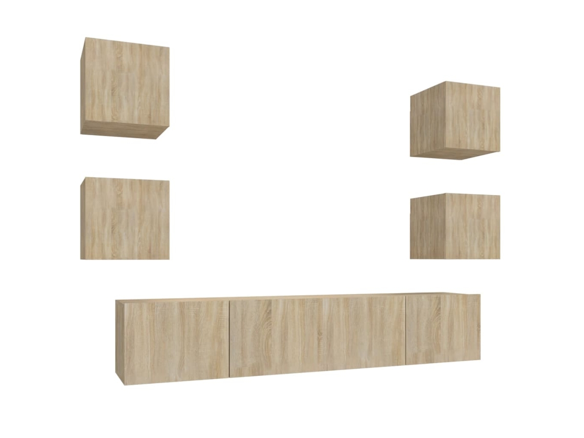 Maison Exclusive - Set De Muebles Para Tv 6 Pzas Madera Contrachapada Roble Sonoma