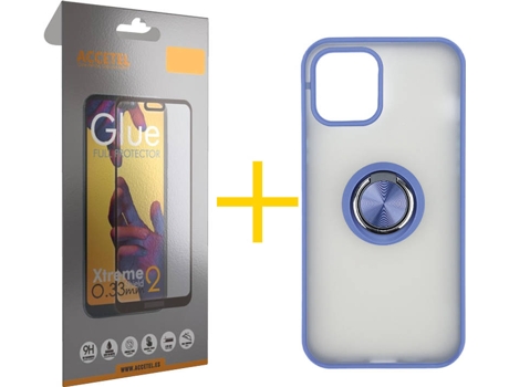 Kit Carcasa y Protector de Cristal Full iPhone 12 « 12 Pro Skyhe Gel Bumper Azul
