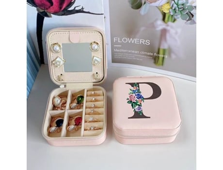 Caja de almacenamiento de joyas con espejo, joyero de madera de doble capa, caja de almacenamiento de pendientes HHZ