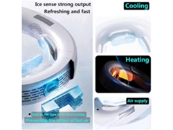Ventilador de cuello 6000 mAh, 5 turbos, 3 placas, blanco, portátil, USHION