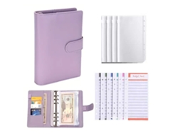 Cuaderno MDUG A6 de piel sintética morada con bolsillo para monedas y cierre de cremallera