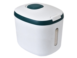 Caja De Plástico Para Almacenar Arroz De 5 Kg Con Doble Cierre, Duradera Y De Color Verde.