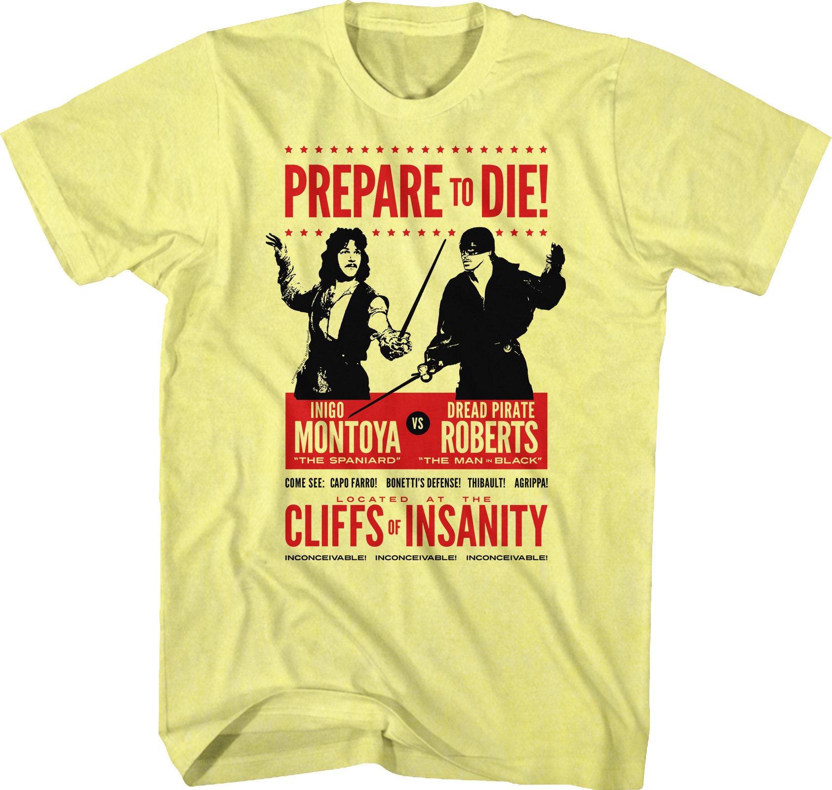 Camiseta Unisexo DEEPSTONE Inigo Montoya vs Dread Pirate Roberts Princess Bride brezo amarillo (XXL)