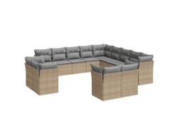Maison Exclusive - Set Sofás De Jardín Con Cojines 13 Pzas Ratán Sintético Beige