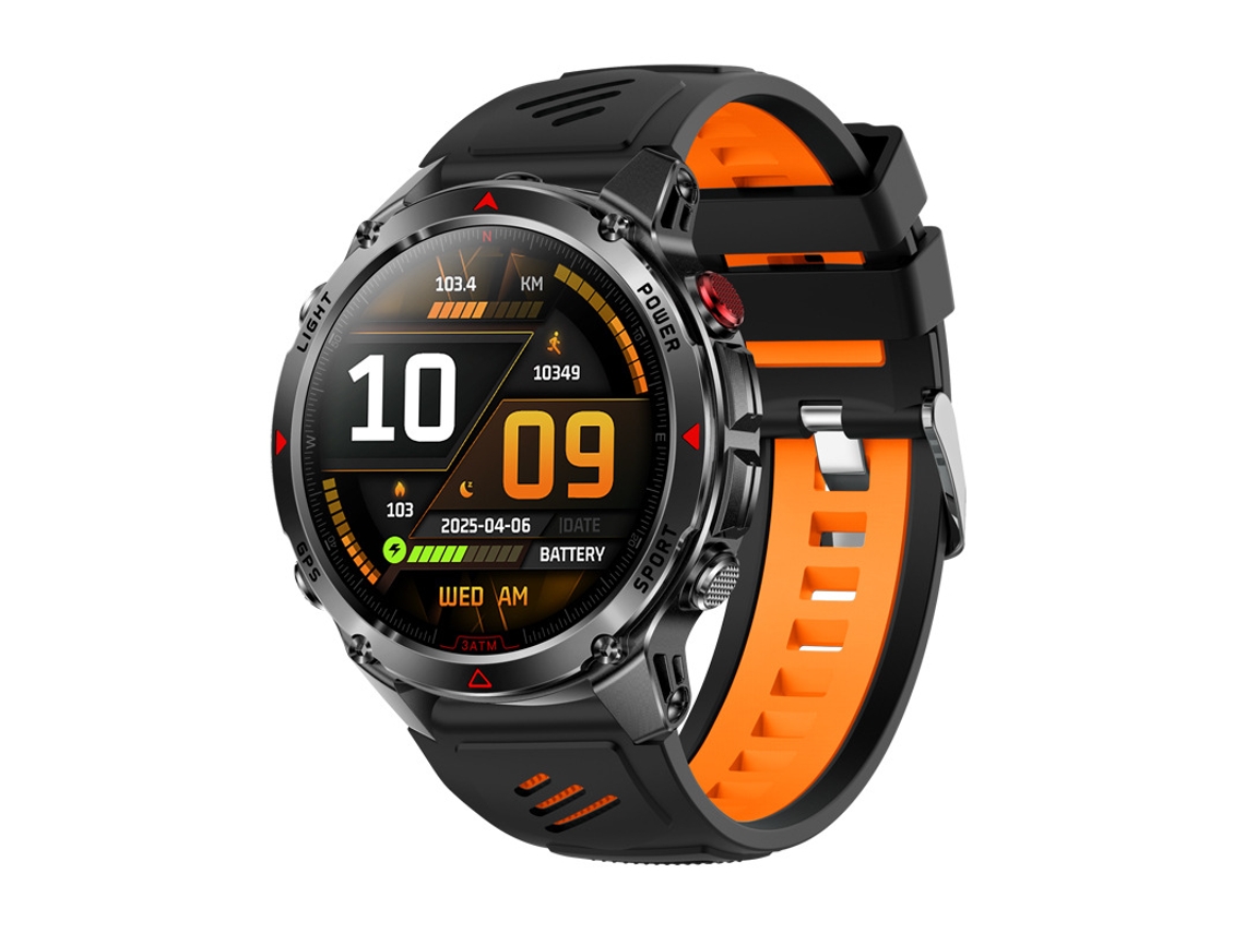 Reloj inteligente GPS negro y naranja con pegatina, posicionamiento de seis estrellas, llamadas Bluetooth y resistencia al agua para deportes MDUG