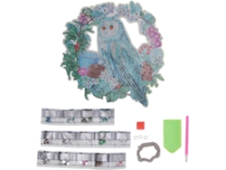 Kit de decoración para el hogar con forma de búho, luz nocturna redonda con diamantes azules. Gokoco