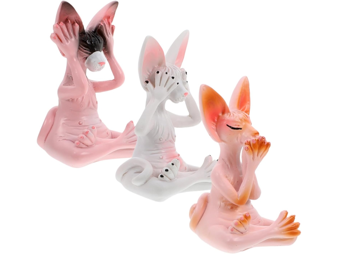 3 Decoración Figuras De Gatos Piezas, Pequeñas