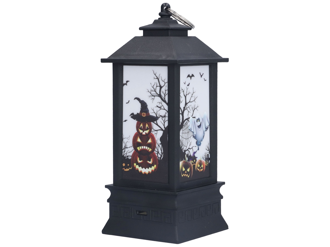 Linterna de Halloween con forma de calabaza fantasma, luz nocturna LED con efecto de llama simulado para interiores