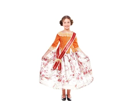 Disfraz de Niña PARTILANDIA fallera naranja estampada (Tam.: 5-6 anos)