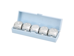 5 Dados De 6 Caras De Aleación De Aluminio Dorados Y Plateados Con Caja Para El Juego De Mahjong.