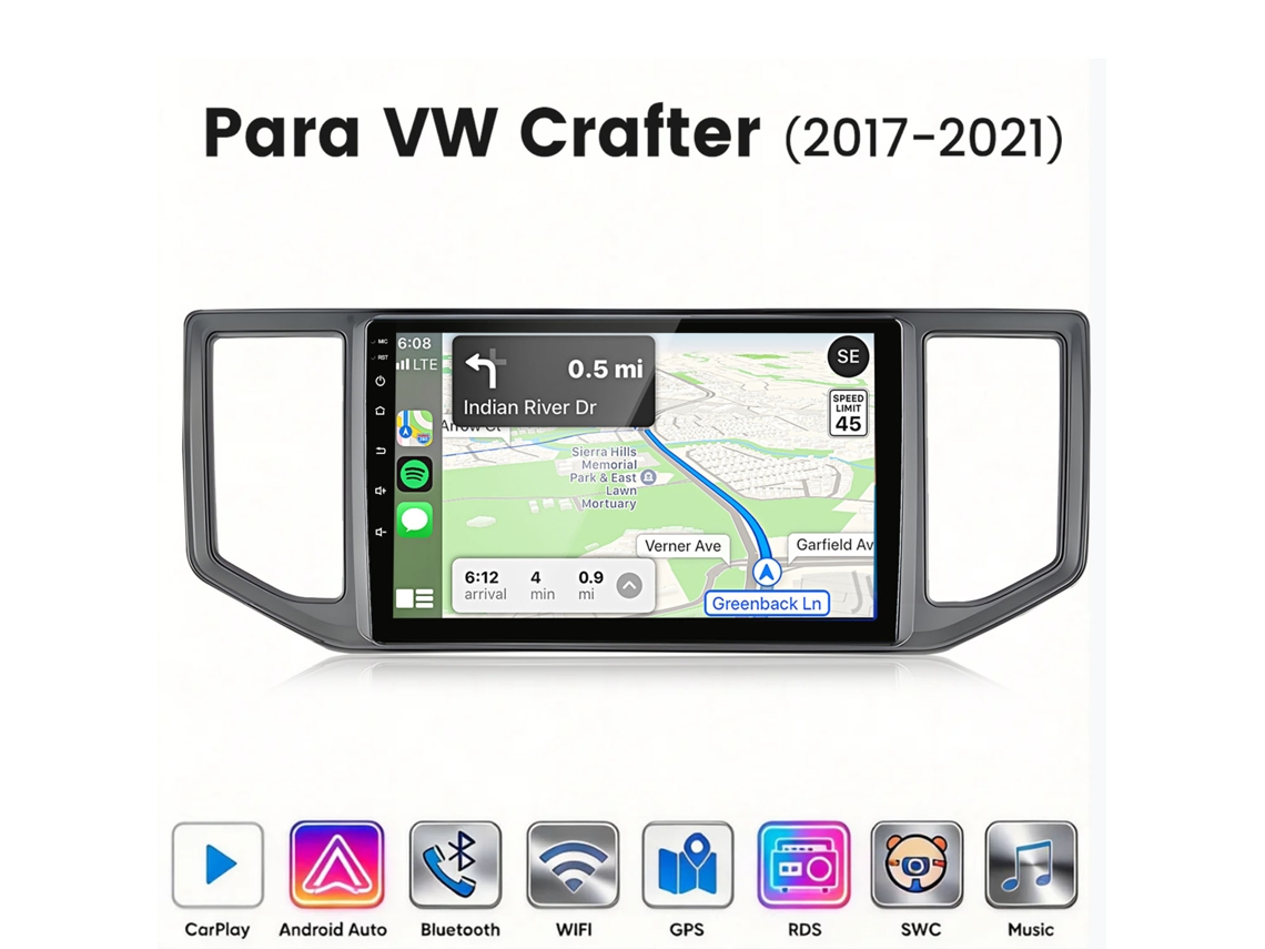 Radio con servicios Zencore, compatible con CarPlay y Android Auto, 6 GB + 128 GB, 8 núcleos, para VW Crafter.