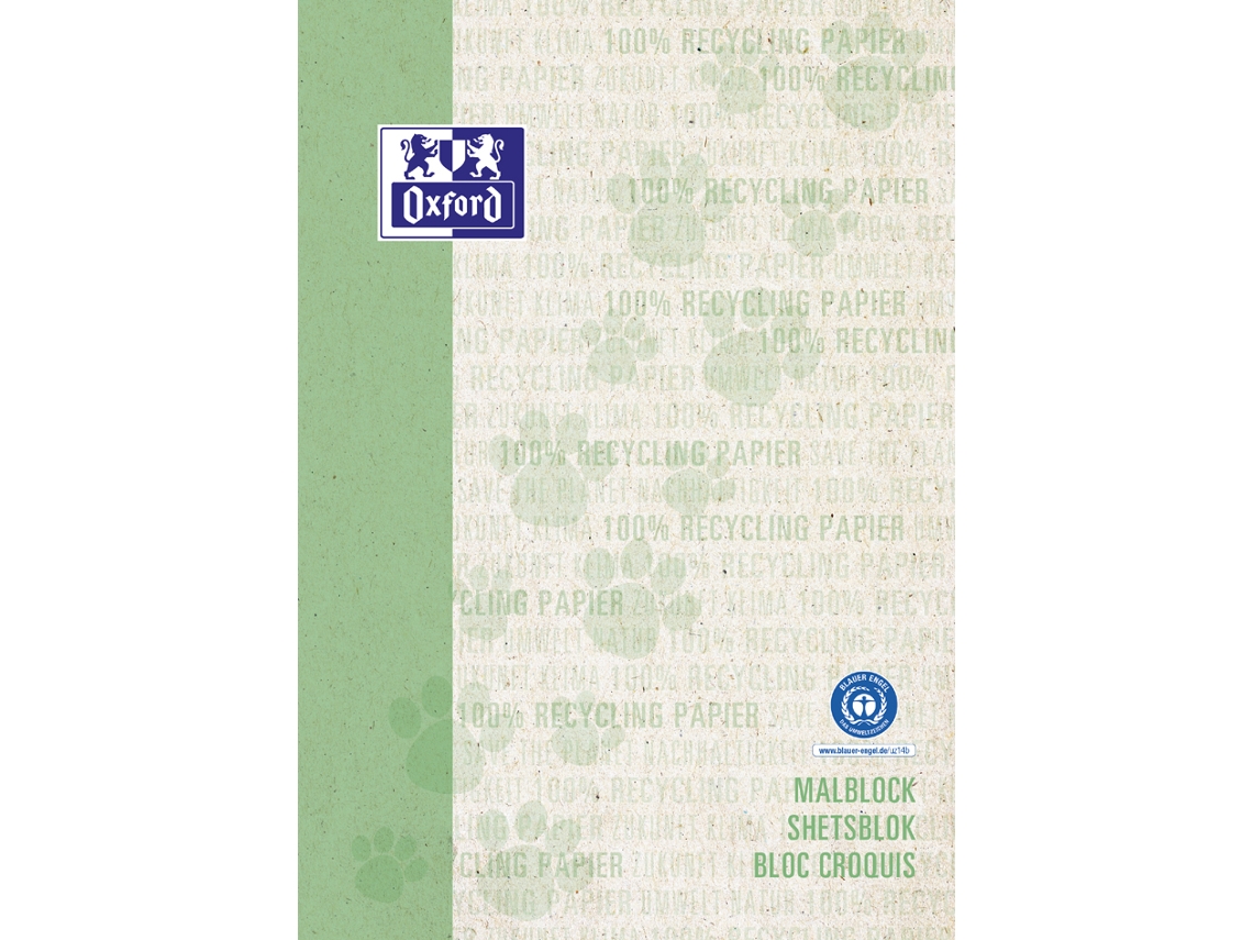 Bloc de Pintura OXFORD Reciclado Din A4 100 Hojas Verde