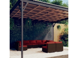 Conjunto de jardín de 9 piezas con cojines de mimbre marrón de DKD Home Decor